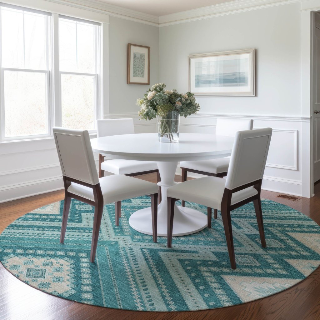 LOOMLAN Rugs Solene Teal Washable Indoor-Outdoor Rug