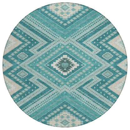 LOOMLAN Rugs Solene Teal Washable Indoor-Outdoor Rug
