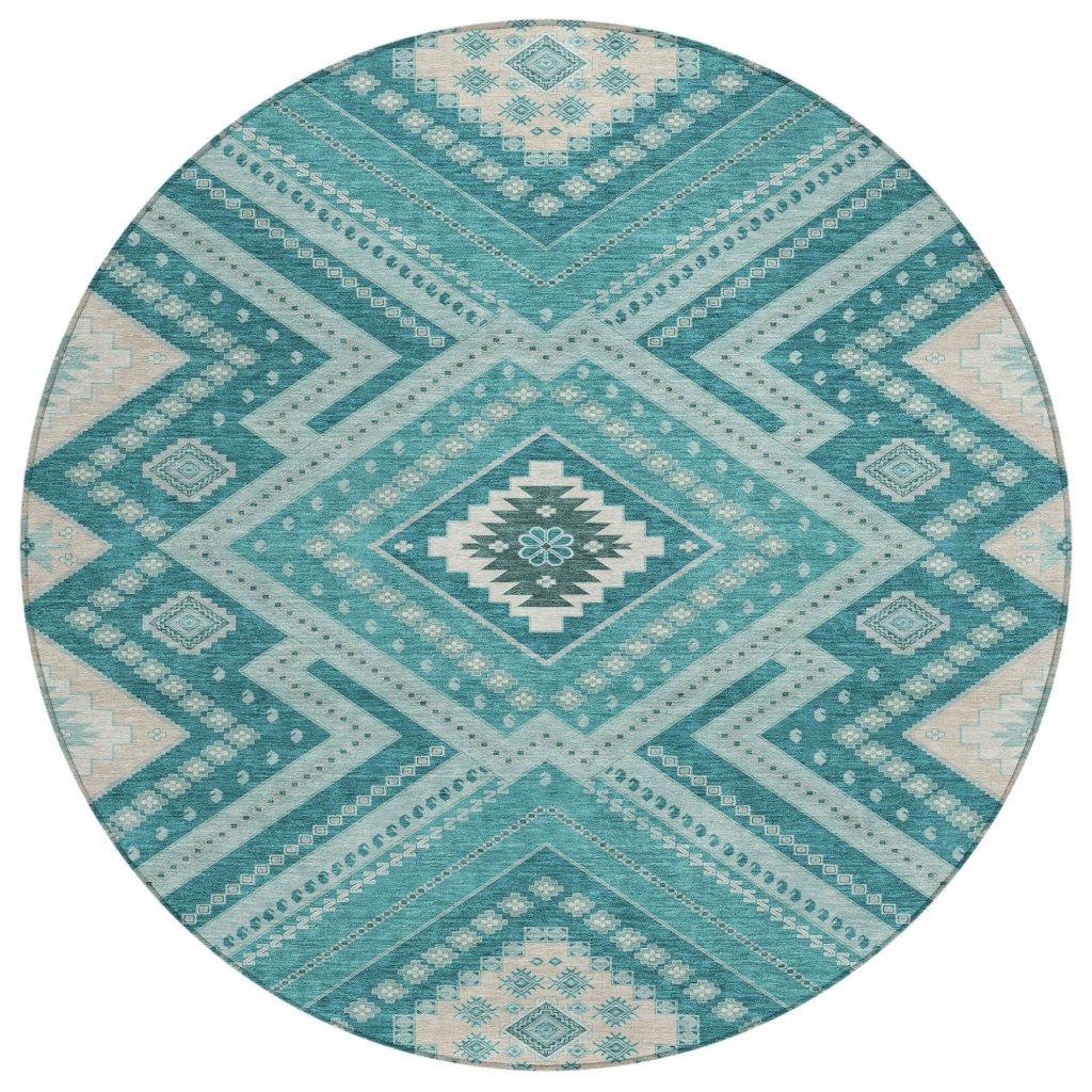 LOOMLAN Rugs Solene Teal Washable Indoor-Outdoor Rug