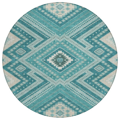 LOOMLAN Rugs Solene Teal Washable Indoor-Outdoor Rug