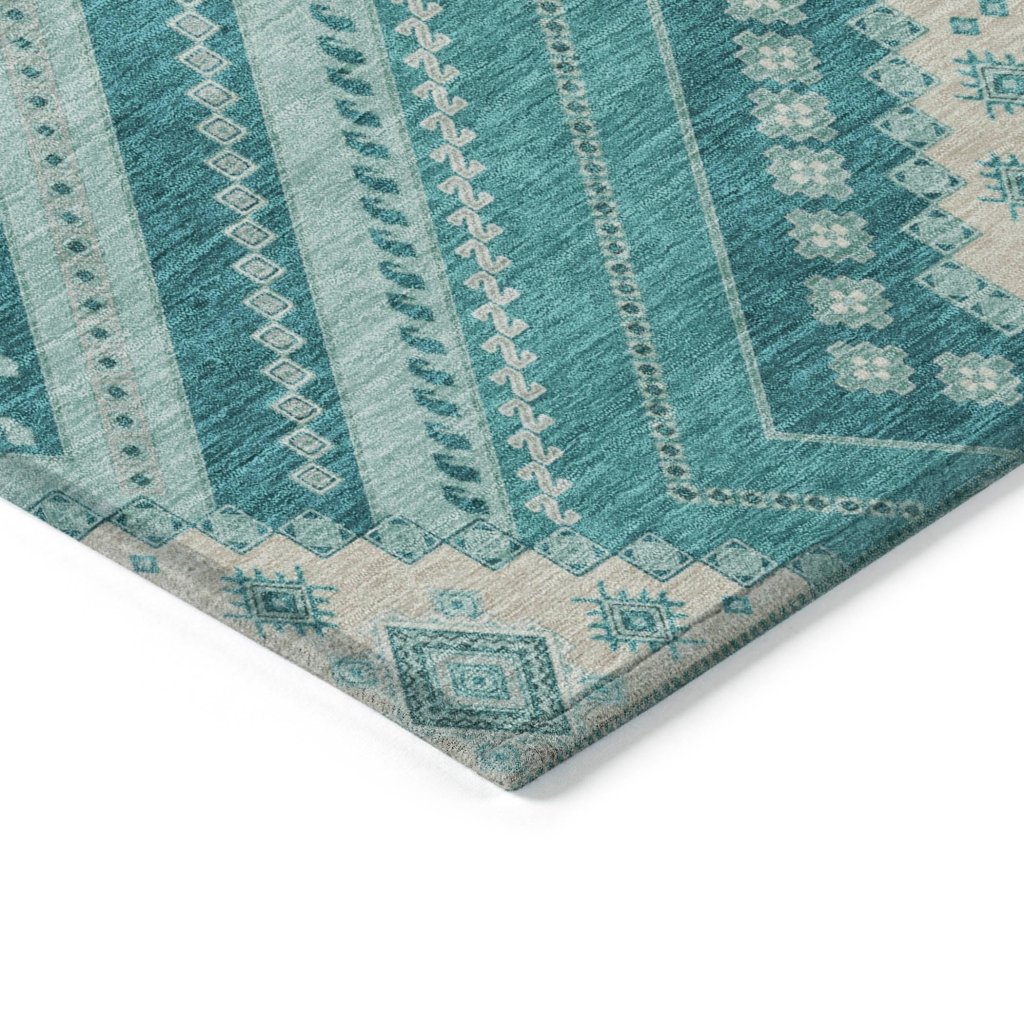 LOOMLAN Rugs Solene Teal Washable Indoor-Outdoor Rug