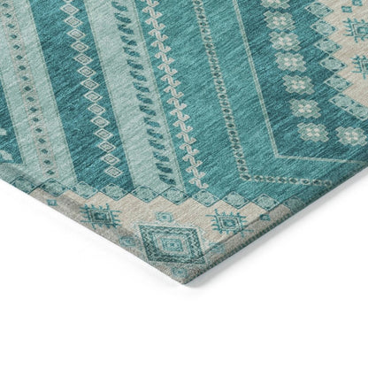 LOOMLAN Rugs Solene Teal Washable Indoor-Outdoor Rug