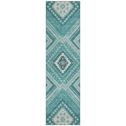 LOOMLAN Rugs Solene Teal Washable Indoor-Outdoor Rug