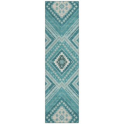 LOOMLAN Rugs Solene Teal Washable Indoor-Outdoor Rug