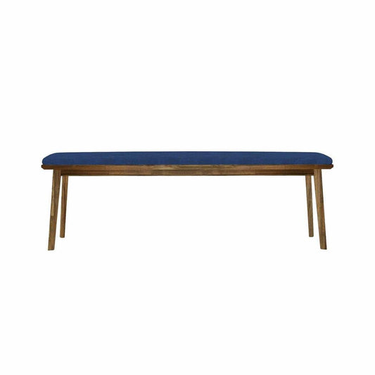 Solid Wood Sandblasted Distress Dining Bench West Bench 59" - Sideboards and Things Accents_Natural, Back Type_Backless, Brand_ LH Imports, Color_Blue, Materials_Upholstery, Materials_Wood, Wood Species_Acacia