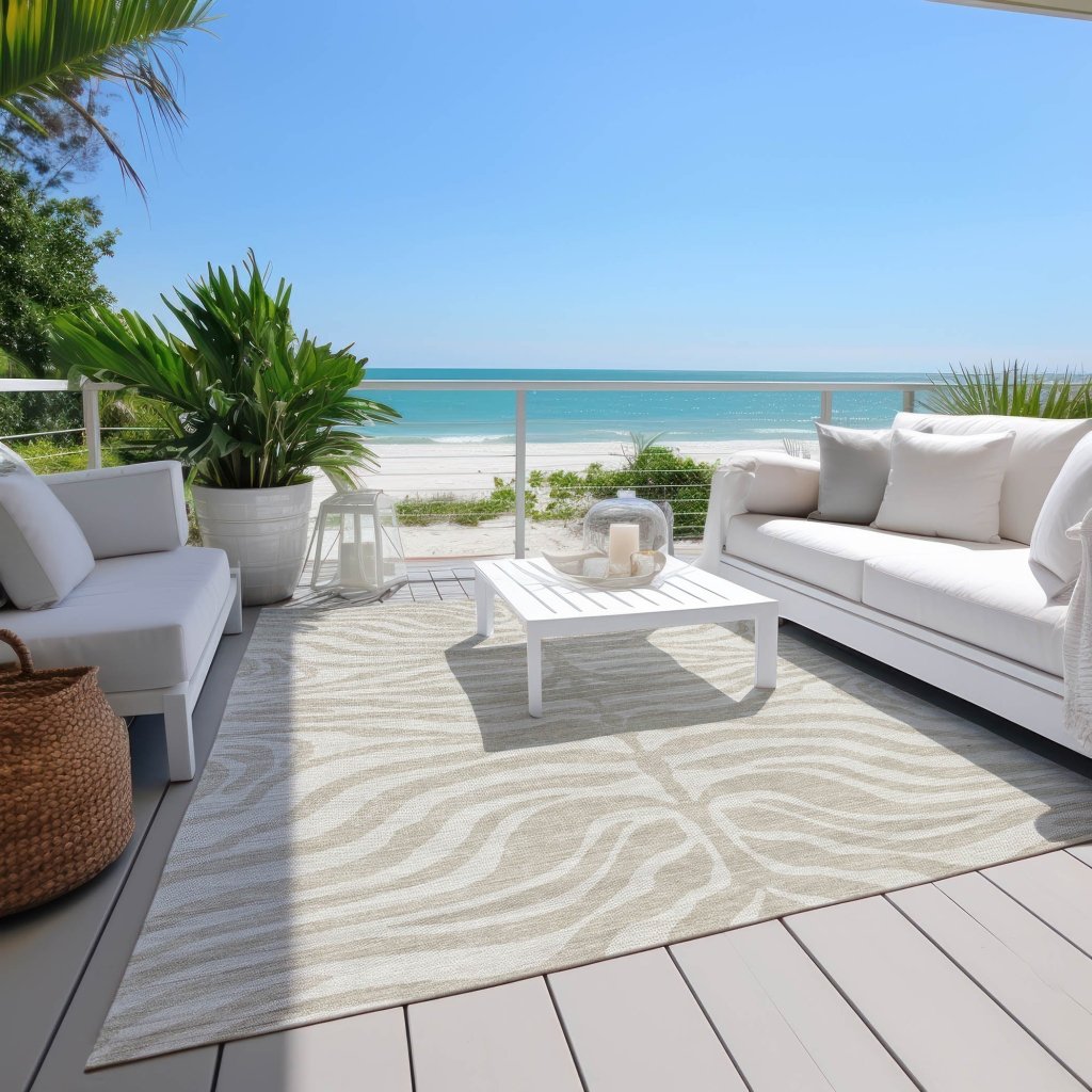 LOOMLAN Rugs Solstice Beige Washable Indoor-Outdoor Rug