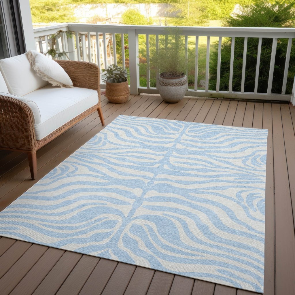 LOOMLAN Rugs Solstice Blue Washable Indoor-Outdoor Rug