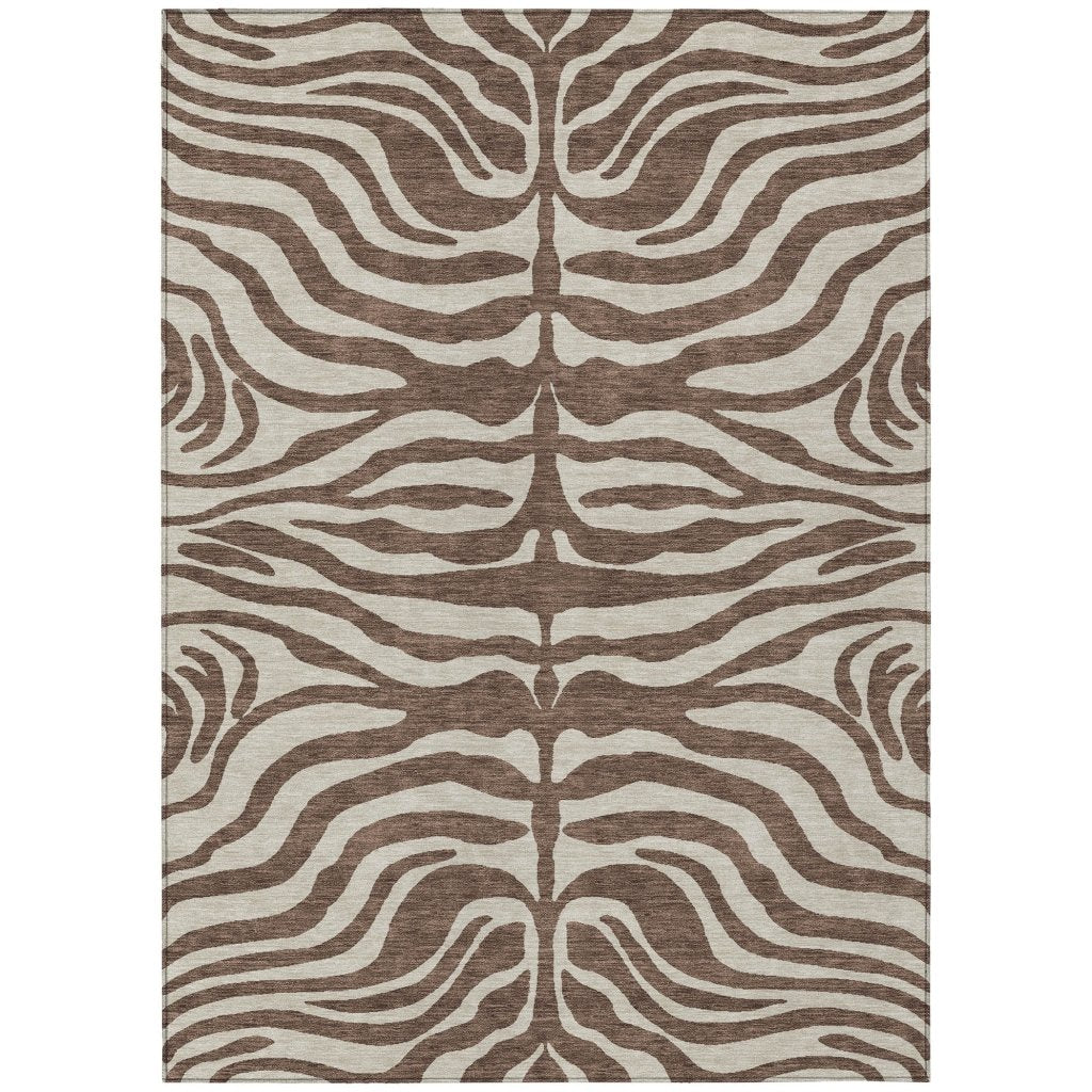 LOOMLAN Rugs Solstice Brown Washable Indoor-Outdoor Rug