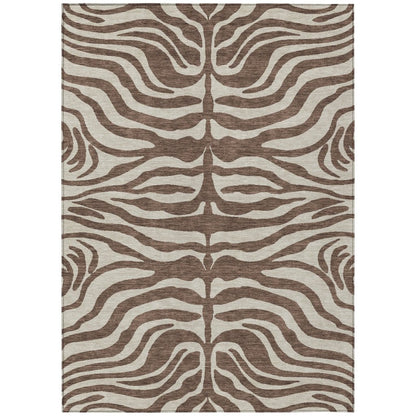 LOOMLAN Rugs Solstice Brown Washable Indoor-Outdoor Rug