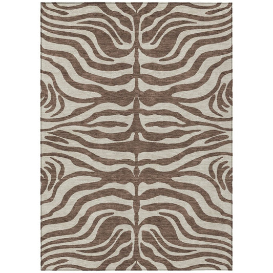LOOMLAN Rugs Solstice Brown Washable Indoor-Outdoor Rug