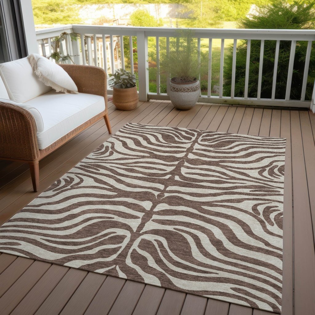 LOOMLAN Rugs Solstice Brown Washable Indoor-Outdoor Rug