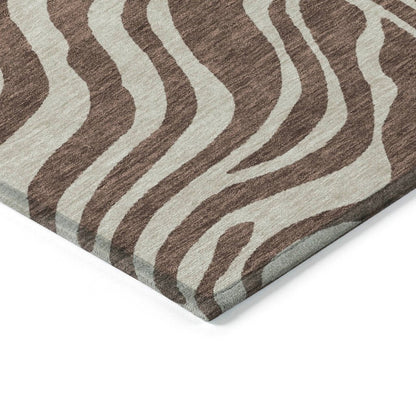 LOOMLAN Rugs Solstice Brown Washable Indoor-Outdoor Rug