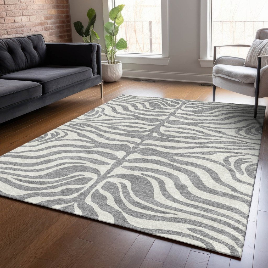 LOOMLAN Rugs Solstice Gray Washable Indoor-Outdoor Rug