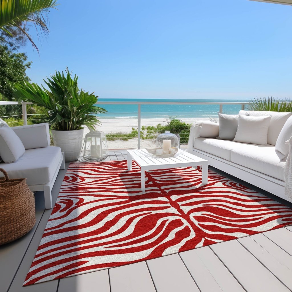 LOOMLAN Rugs Solstice Red Washable Indoor-Outdoor Rug