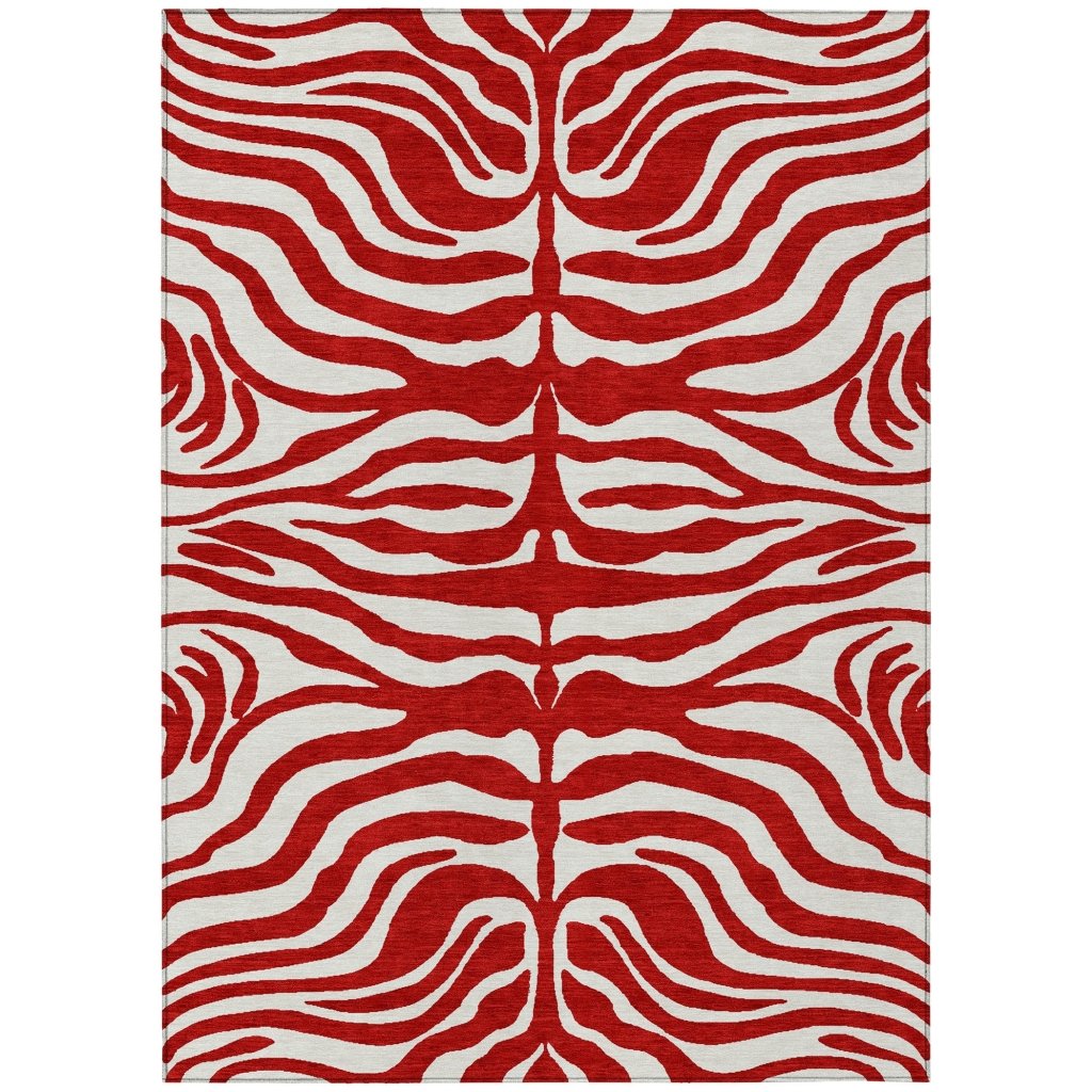 LOOMLAN Rugs Solstice Red Washable Indoor-Outdoor Rug