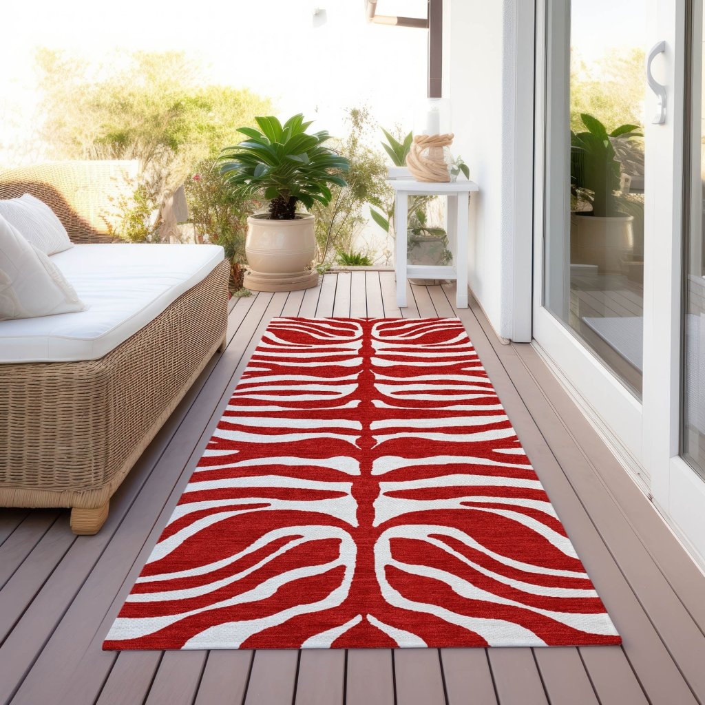 LOOMLAN Rugs Solstice Red Washable Indoor-Outdoor Rug