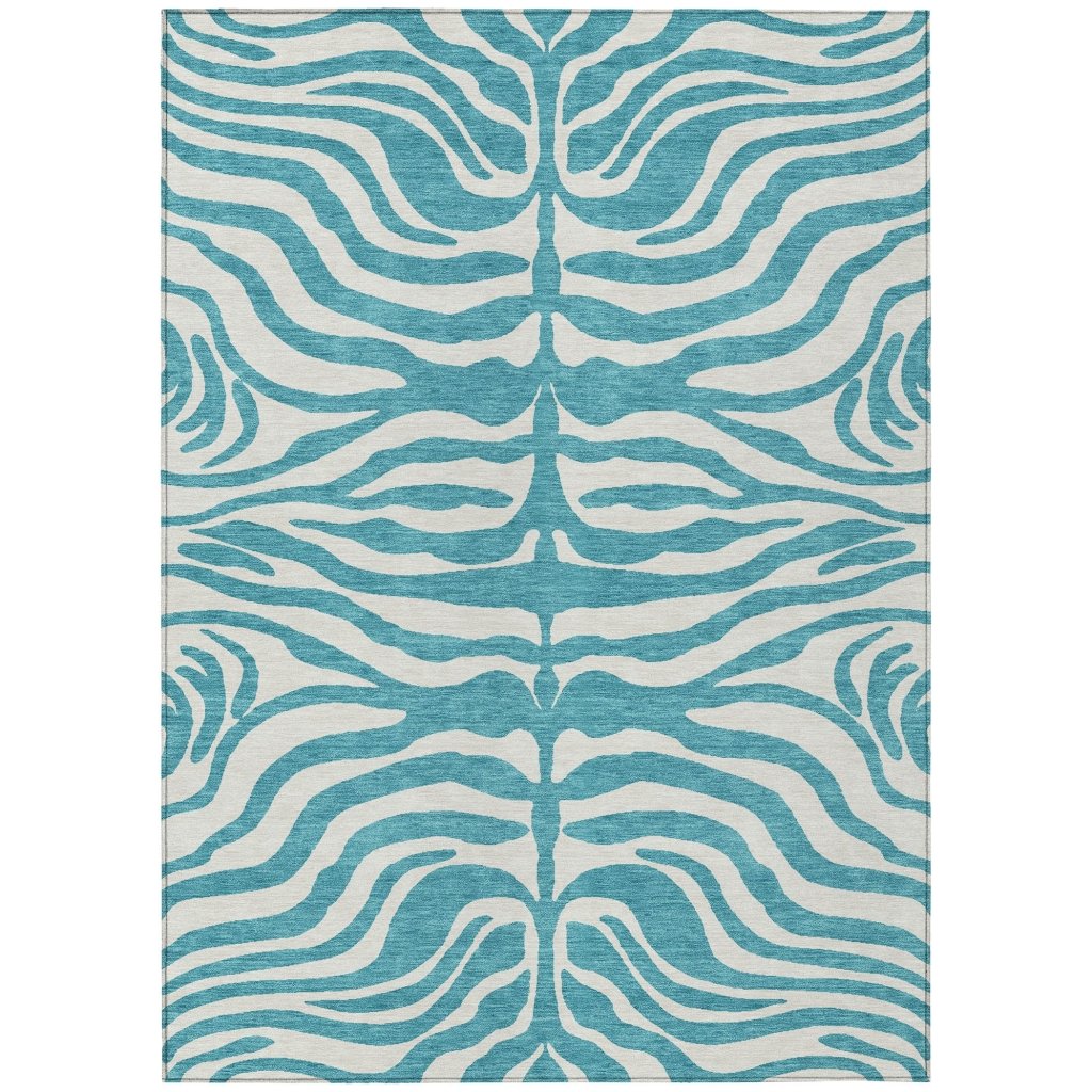 LOOMLAN Rugs Solstice Teal Washable Indoor-Outdoor Rug