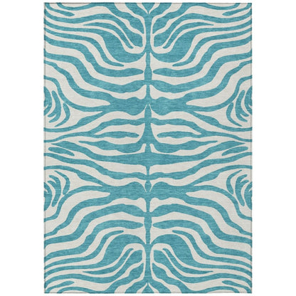 LOOMLAN Rugs Solstice Teal Washable Indoor-Outdoor Rug