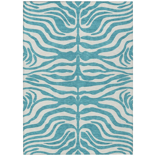 LOOMLAN Rugs Solstice Teal Washable Indoor-Outdoor Rug
