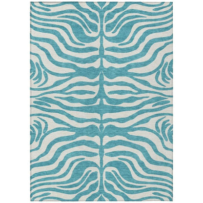 LOOMLAN Rugs Solstice Teal Washable Indoor-Outdoor Rug