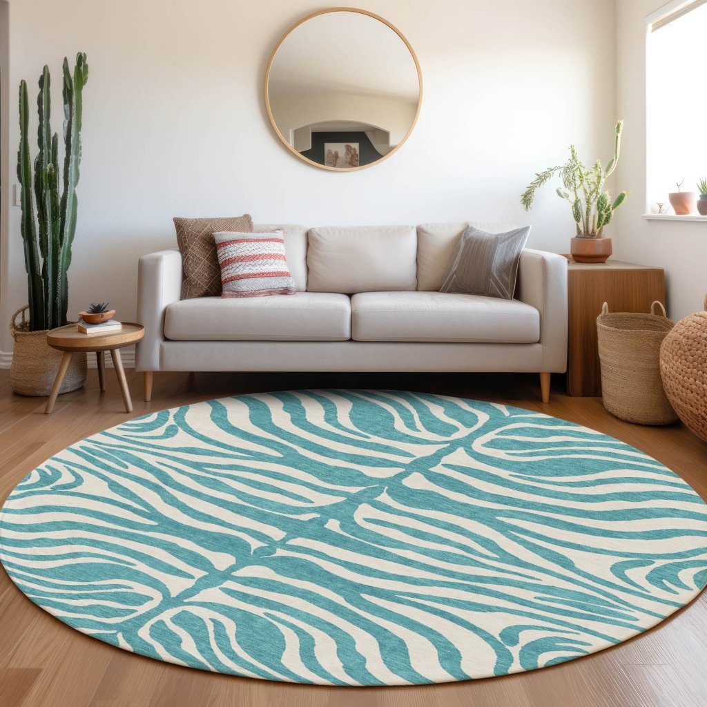 LOOMLAN Rugs Solstice Teal Washable Indoor-Outdoor Rug