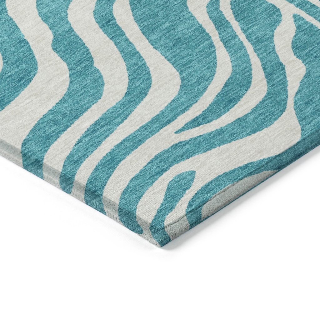 LOOMLAN Rugs Solstice Teal Washable Indoor-Outdoor Rug
