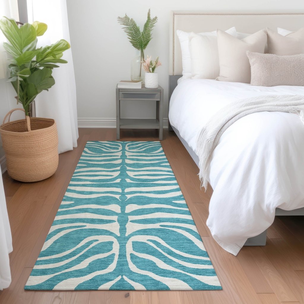 LOOMLAN Rugs Solstice Teal Washable Indoor-Outdoor Rug