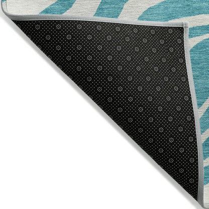 LOOMLAN Rugs Solstice Teal Washable Indoor-Outdoor Rug