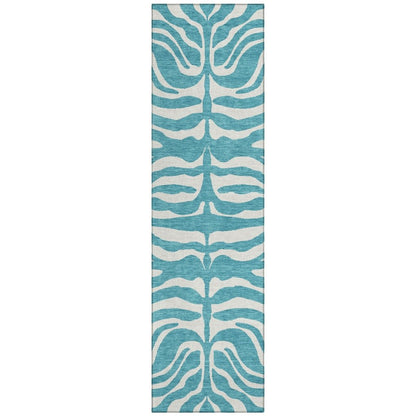 LOOMLAN Rugs Solstice Teal Washable Indoor-Outdoor Rug