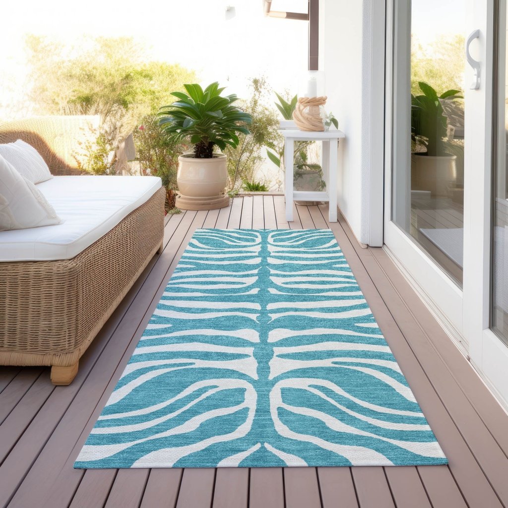 LOOMLAN Rugs Solstice Teal Washable Indoor-Outdoor Rug
