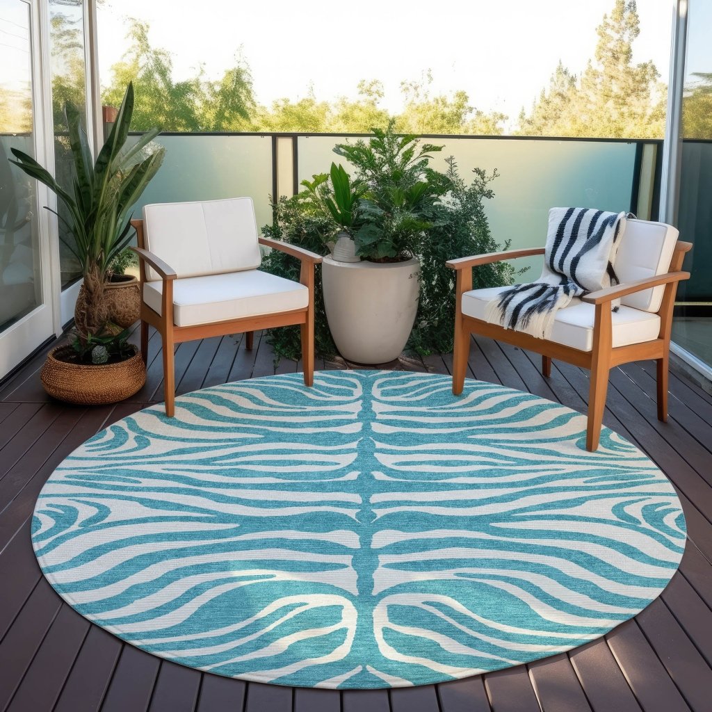 LOOMLAN Rugs Solstice Teal Washable Indoor-Outdoor Rug