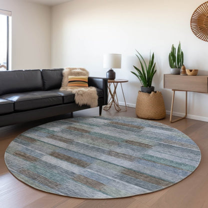 LOOMLAN Rugs Solvia Blue Washable Indoor-Outdoor Rug