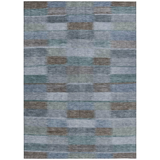 LOOMLAN Rugs Solvia Blue Washable Indoor-Outdoor Rug