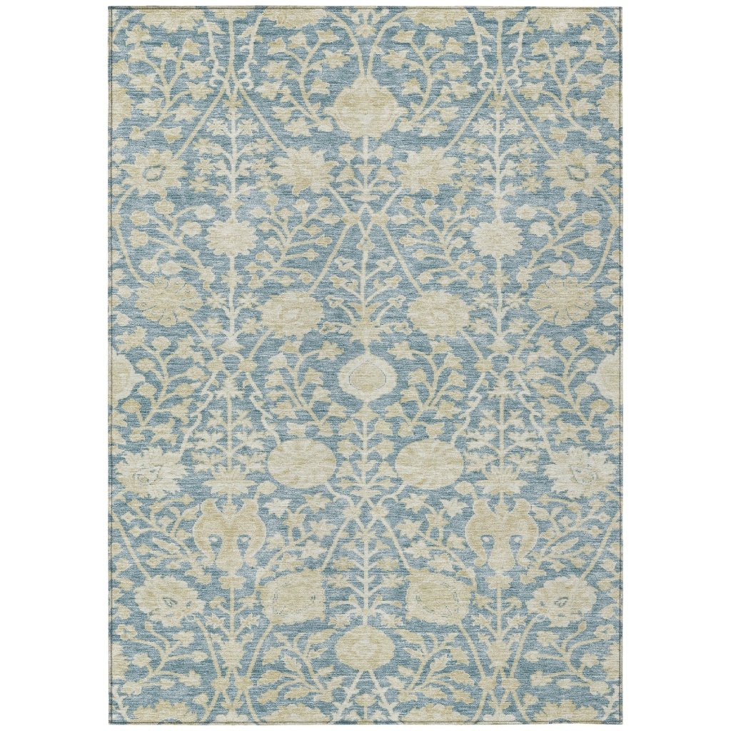 LOOMLAN Rugs Sonnet Blue Washable Indoor-Outdoor Rug