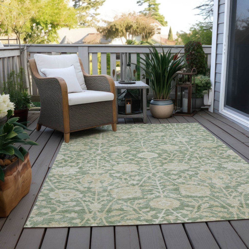 LOOMLAN Rugs Sonnet Green Washable Indoor-Outdoor Rug