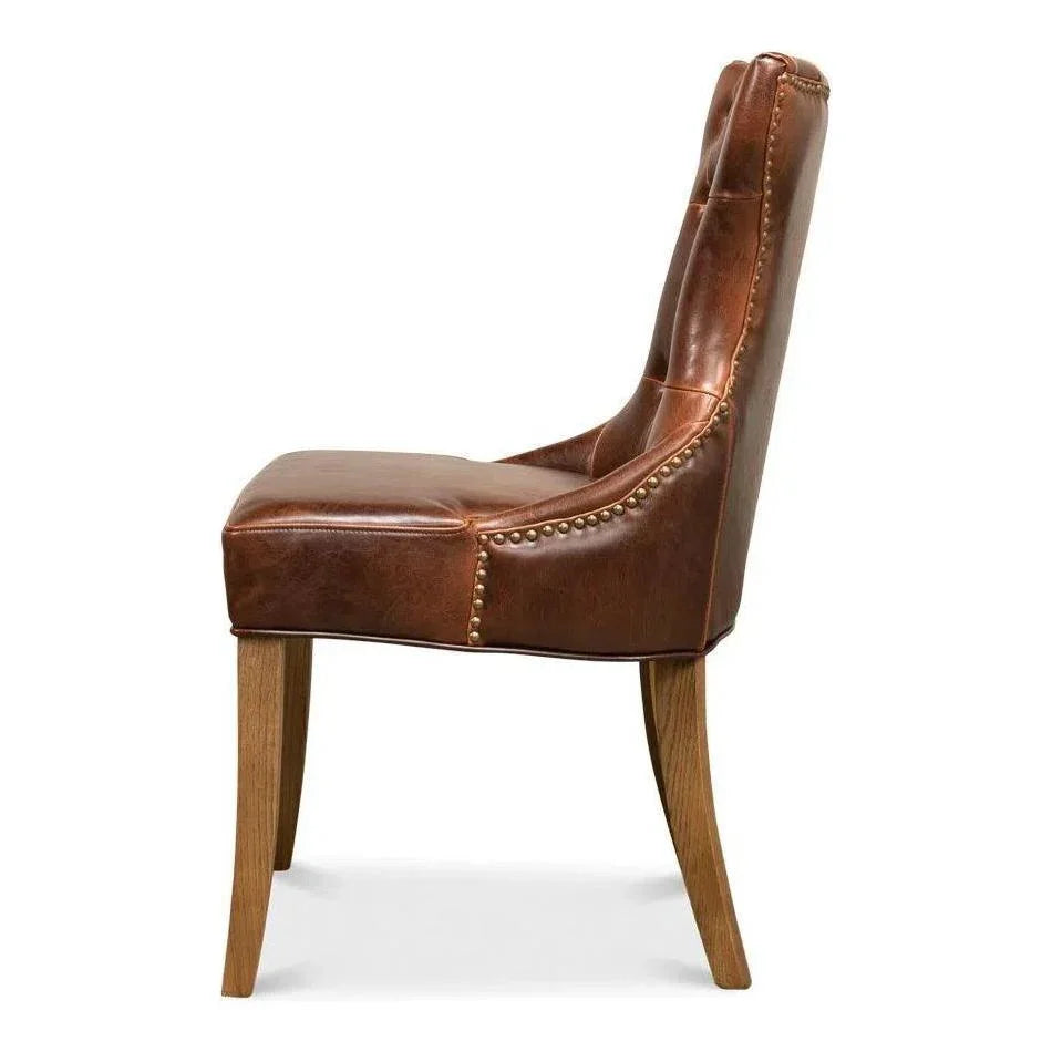 Sophie Leather Armless Dining Chair 2PC - LOOMLAN - Sarreid - Dining Chairs