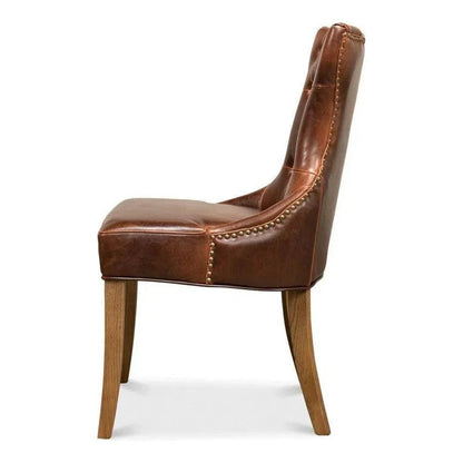 Sophie Leather Armless Dining Chair 2PC - LOOMLAN - Sarreid - Dining Chairs