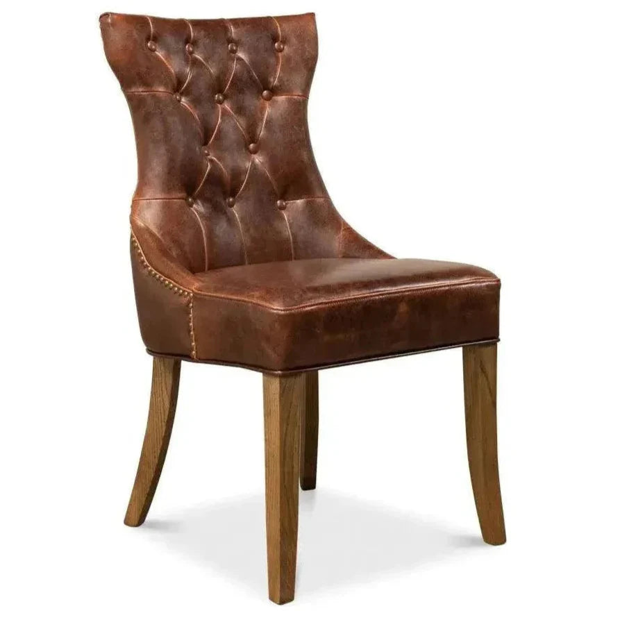 Sophie Leather Armless Dining Chair 2PC - LOOMLAN - Sarreid - Dining Chairs