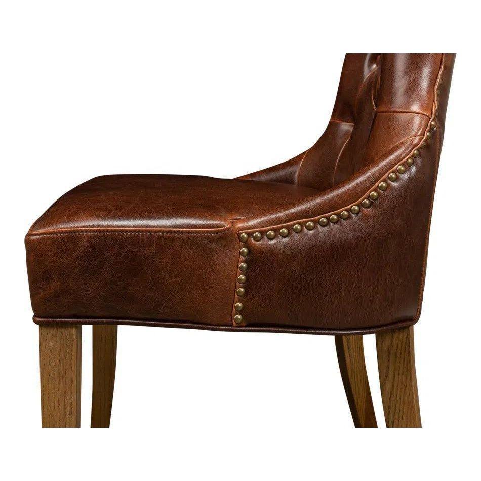 Sophie Leather Armless Dining Chair 2PC - LOOMLAN - Sarreid - Dining Chairs