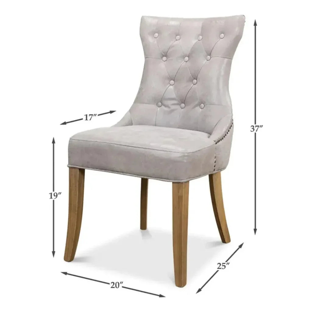 Sophie Leather Armless Dining Chair 2PC - LOOMLAN - Sarreid - Dining Chairs