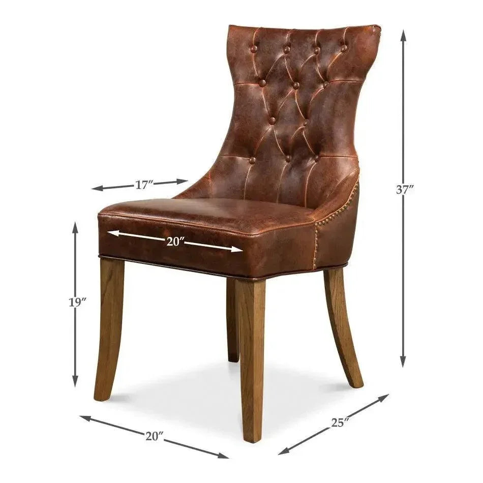 Sophie Leather Armless Dining Chair 2PC - LOOMLAN - Sarreid - Dining Chairs