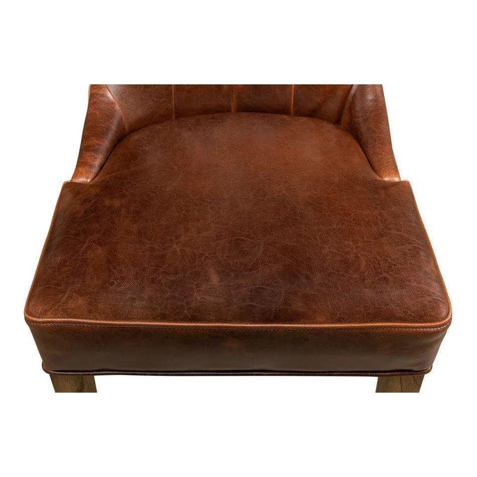 Sophie Leather Armless Dining Chair 2PC - LOOMLAN - Sarreid - Dining Chairs