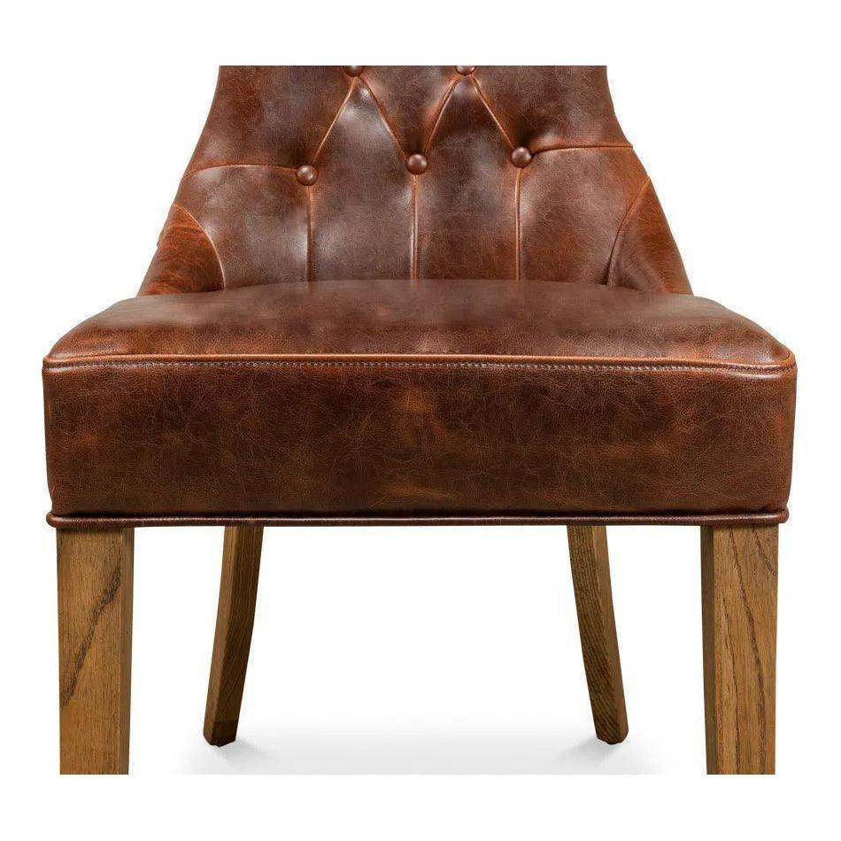 Sophie Leather Armless Dining Chair 2PC - LOOMLAN - Sarreid - Dining Chairs