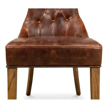 Sophie Leather Armless Dining Chair 2PC - LOOMLAN - Sarreid - Dining Chairs