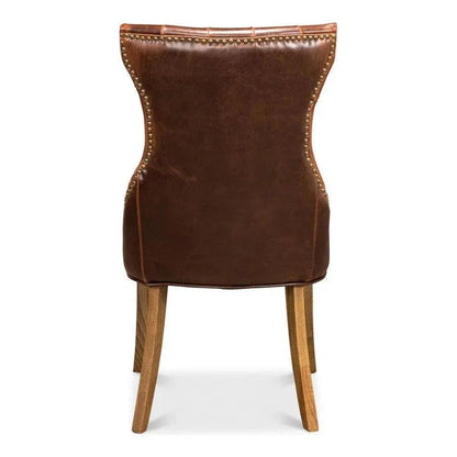 Sophie Leather Armless Dining Chair 2PC - LOOMLAN - Sarreid - Dining Chairs