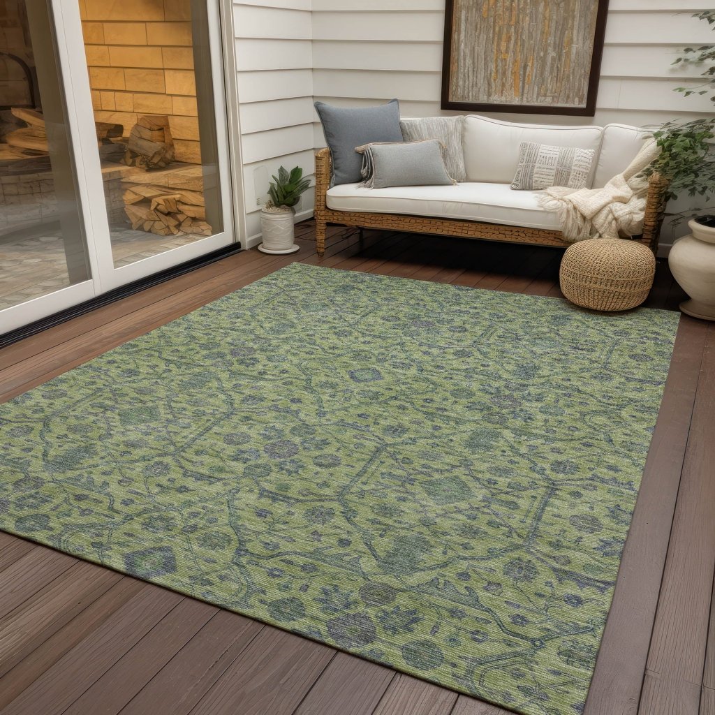 Soren Green Washable Indoor - Outdoor Rug - LOOMLAN - LOOMLAN Rugs - Outdoor Rugs