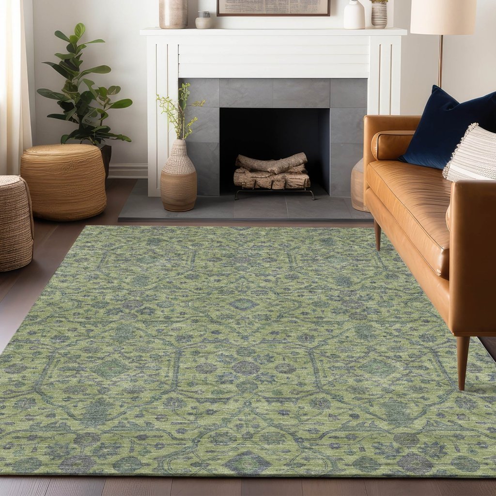 Soren Green Washable Indoor - Outdoor Rug - LOOMLAN - LOOMLAN Rugs - Outdoor Rugs