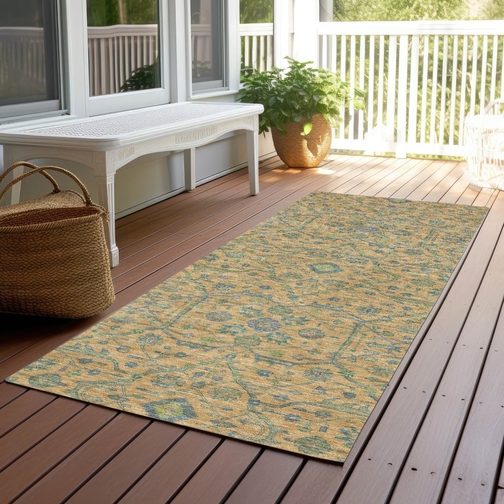 LOOMLAN Rugs Soren Orange Washable Indoor-Outdoor Rug