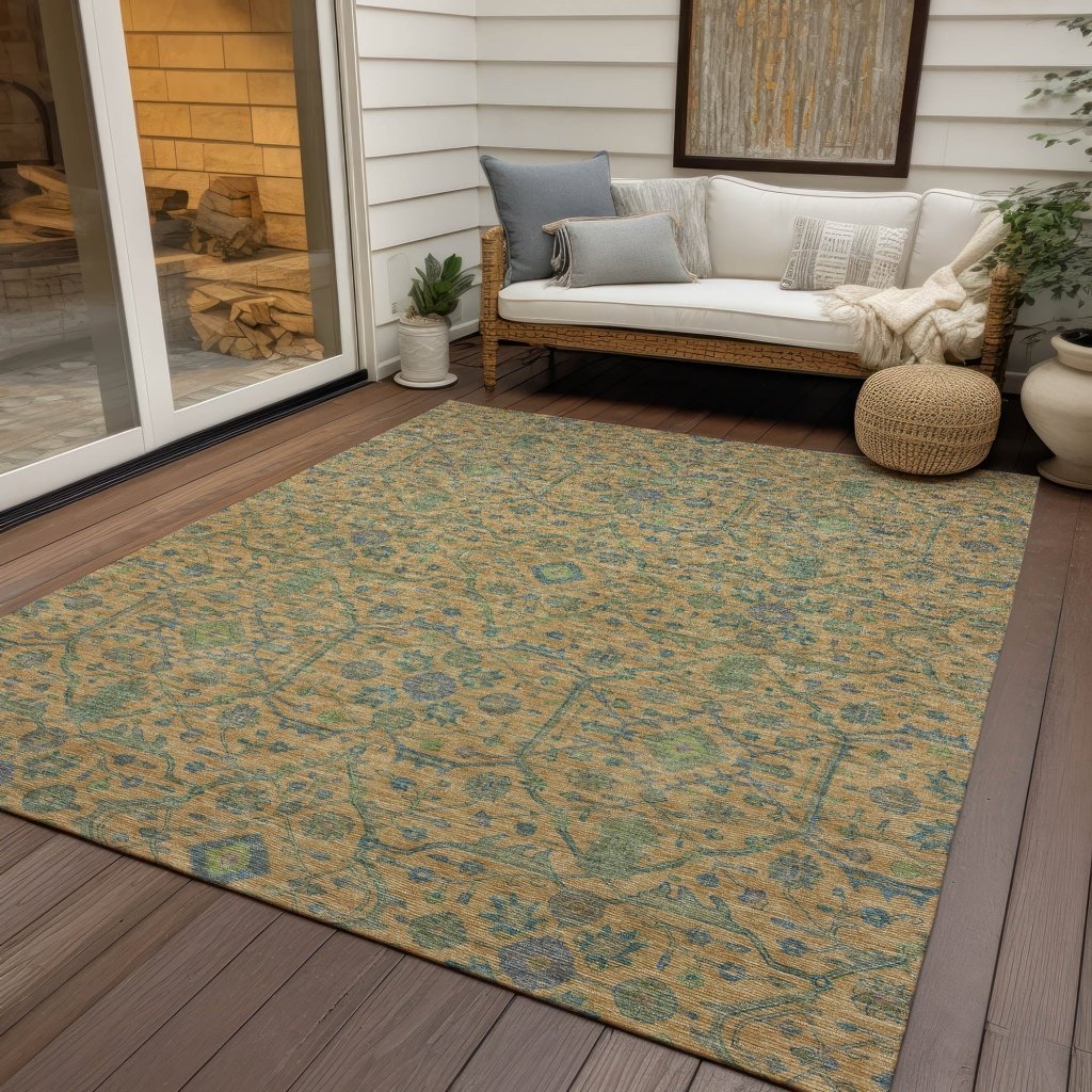 LOOMLAN Rugs Soren Orange Washable Indoor-Outdoor Rug