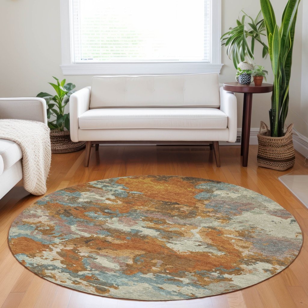 Sorrin Orange Washable Indoor - Outdoor Rug - LOOMLAN - LOOMLAN Rugs - Outdoor Rugs